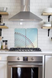 2 li 30x52 cm Dönme Dolap Desenli Cam Ocak Arkası Koruyucusu - 1