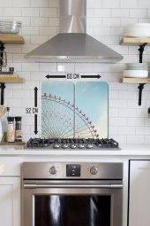 2 li 30x52 cm Dönme Dolap Desenli Cam Ocak Arkası Koruyucusu - 2