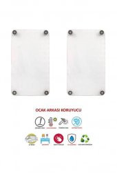 2 li 30x52 cm Fraktal Fuşya Desenli Cam Ocak Arkası Koruyucusu - 3
