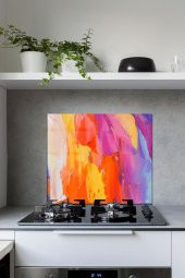 60 x 70 cm Boya Desenli Cam Ocak Arkası Koruyucu thumbnail 1