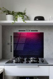 60 x 70 cm Neon Tuğla Desenli Cam Ocak Arkası Koruyucu thumbnail 2