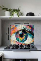 60 x 70 cm Pastel Göz Desenli Cam Ocak Arkası Koruyucu thumbnail 2
