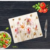 Sabanbaba Dekoratif Cam Kesme Tahtası Ballı Çiçek 30 x 40 cm | Cam Kesme Tablası - 1