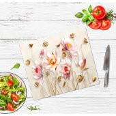 Sabanbaba Dekoratif Cam Kesme Tahtası Ballı Çiçek 30 x 40 cm | Cam Kesme Tablası - 2