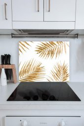 60x70 Cm Tüylü Altın Desenli Cam Ocak Arkası Koruyucusu thumbnail 1