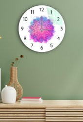 Çap 37 cm Renkli Mandala Dekoratif Cam Duvar Saati - 1