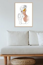 50 x 60 cm Portre Minimal Desenli Cam Tablo 4mm Temperli Camdır - 3