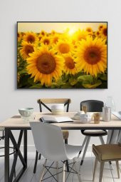 50 x 60 cm Ayçiçekleri Desenli Cam Tablo 4mm Temperli Camdır - 1