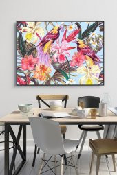 50 x 60 cm Egzotik Çiçekler Desenli Cam Tablo 4mm Temperli Camdır - 1