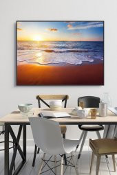 50 x 60 cm Gün Batımı & Plaj Desenli Cam Tablo 4mm Temperli Camdır - 1