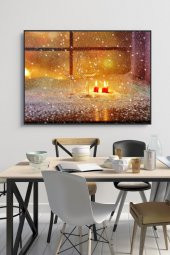 50 x 60 cm Kış 2 Desenli Cam Tablo 4mm Temperli Camdır - 1