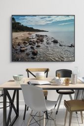 50 x 60 cm Kayalı Sahil Desenli Cam Tablo 4mm Temperli Camdır - 1