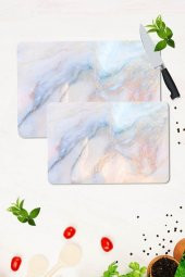 2 li Takım 30x40 cm ve 20x30 cm Ezgi Desenli Cam Kesim Tablası ve Ocak Koruma - 1