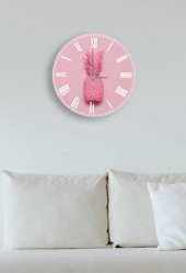 Çap 37 cm Pembe Ananas Dekoratif Cam Saat - 2