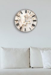 Çap 37 cm Yapay Güller Dekoratif Cam Saat - 2