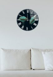 Çap 37 cm İki Yaprak Dekoratif Cam Saat - 2