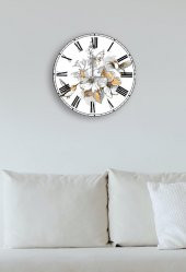 Çap 37 cm Altın Kuş Dekoratif Cam Saat - 2