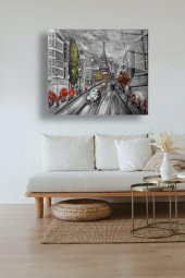 50 x 60 cm Eyfel Kulesi Desenli Cam Tablo 4mm Temperli Camdır - 1