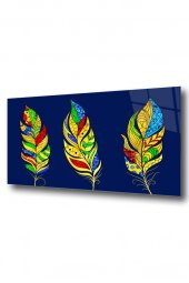 50 x 60 cm Sarı Tüy Desenli Cam Tablo 4mm Temperli Camdır - 3