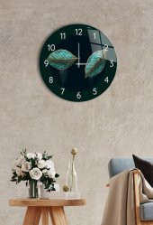 Çap 37 cm İki Yaprak Dekoratif Cam Saat - 1