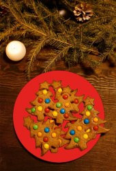 Çap 20 cm Düz Kırmızı Desenli Cam Kesim Tablası thumbnail 2