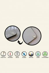 Çap 32 cm Düz Kırmızı Desenli Cam Kesim Tablası - 3
