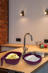 2 li Set Makarna & Pirinç Süzgeç Takımı Mürdüm - 1