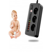 3'lü Priz Zaman Ayarlı Akım Koruyucu 5 USB thumbnail 3