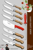 Lazbisa Hand Craft Pro Serisi Mutfak Bıçak Seti 9 Parça Et Ekmek Sebze Salata Börek Pide Bıçağı (MFP-749) thumbnail 1
