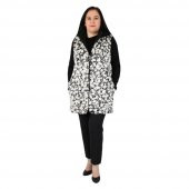 Fierte Kadın Büyük Beden Yelek Ay61923 Çıkabilen Kapüşon Fermuar Kapama Spor Cep Ön Pelüş Kürk Arka Kaşe Kolsuz Siyah Desenli - 1