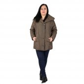 Fierte Kadın Büyük Beden Kaban Cbn20416 Kapüşon Fermuar Kapama Şişme - 1