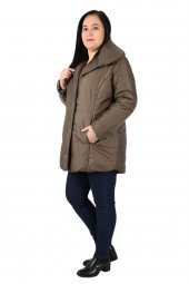Fierte Kadın Büyük Beden Kaban Cbn20416 Kapüşon Fermuar Kapama Şişme - 8