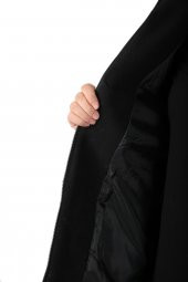 Fierte Kadın Büyük Beden Yelek Ay61923 Çıkabilen Kapüşon Fermuar Kapama Spor Cep Ön Pelüş Kürk Arka Kaşe Kolsuz Siyah Desenli - 9