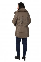 Fierte Kadın Büyük Beden Kaban Cbn20416 Kapüşon Fermuar Kapama Şişme - 10