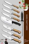 Lazbisa Hand Craft Pro Serisi Mutfak Bıçak Seti 9 Parça Et Ekmek Sebze Salata Börek Bıçağı (MFP-386) thumbnail 1