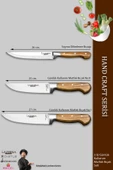 Lazbisa Hand Craft Mutfak Bıçak Seti Et Ekmek Sebze Bıçağı 3 Lü Set Günlük Kullanım ( Mtf-4572 ) - 3