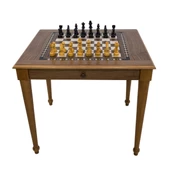 Helena Wood Art Satranç Masası Çekmeceli Ceviz - 2