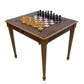 Helena Wood Art Satranç Masası Çekmeceli Ceviz - 1