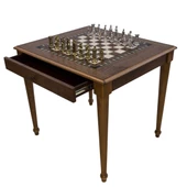 Helena Wood Art Satranç Masası Çekmeceli Ceviz - 3