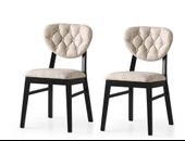 Ahşap Ağaç Mutfak Sandalyesi Nil Siyah Ayak 2 li Set - 4