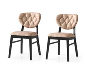 Ahşap Ağaç Mutfak Sandalyesi Nil Siyah Ayak 2 li Set - 1