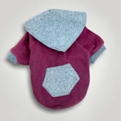 Burgundy Gray Kapşonlu Sweatshirt Köpek Kıyafeti - 4