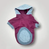 Burgundy Gray Kapşonlu Sweatshirt Köpek Kıyafeti - 5