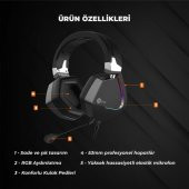 Lenovo Lecoo Ht402 Surround 7.1 Kulak Üstü Rgb Led Aydınlatmalı Kablolu Gaming Kulaklık Siyah - 3