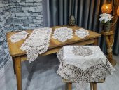 Suman Kordone Lüx Kadife Nakışlı 5 Parça Salon Takımı Siyah Cappucino - 1