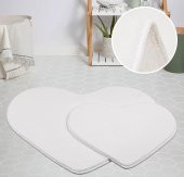 My Evilla Modern Dekoratif Halı Jel Kaymaz Taban Peluş Puffy Kalp Model Beyaz Paspas Takımı 70x100-70x60 - 1