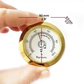 Analog Higrometre Nem Ölçer Humidor Puro Kutusu İçin Metal Çerçeve Sarı-Beyaz 50mm - 3