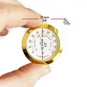 Analog Higrometre Nem Ölçer Humidor Puro Kutusu İçin Metal Çerçeve Sarı-Beyaz 37mm - 3