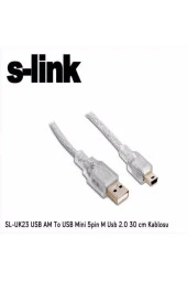 S-LINK SL-UK23 USB AM TO USB MİNİ 5PIN M USB 2.0 30 CM KABLOSU - 2