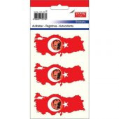 Tanex STC-161 95x45 mm Atatürklü Türkiye Çıkartma-2 Etiket 6 Lı - 1